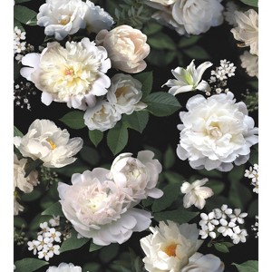 RoomMates Photographic Floral Wall Mural Black: Self-Adhesive Vinyl Botanical Design, 4 Pieces, 60 Sq Ft Coverage - 1 of 4