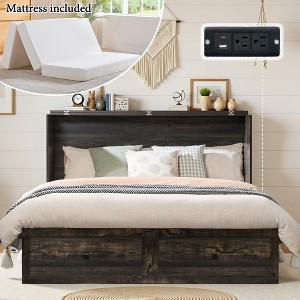 AMERLIFE Murphy Bed with Storage& Charging Station, Farmhouse Cabinet Bed, Noise-Free, for Guest Room, Apartment, or Office - 1 of 4