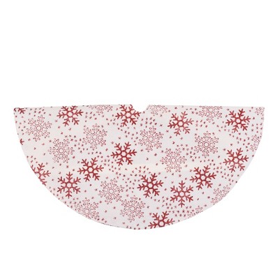 Northlight 20" White and Red Glitter Snowflake Mini Burlap Christmas Tree Skirt