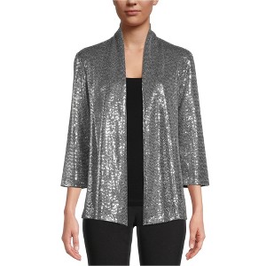 Kasper Womens Sequin Cardigan Sweater, Metallic, X-Small - 1 of 1