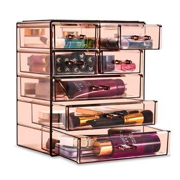 Sorbus Acrylic Makeup Organizer Case - Big Clear Makeup Organizer for Vanity, Bathroom, College Dorm, Closet, Desk
