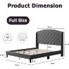 Bed Frame, Velvet Upholstered Platform Bed Frame with Button Tufted Headboard, Wood Support, Easy Assembly, No Box Spring Needed Full Size Grey - 2 of 4