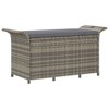 vidaXL Patio Bench with Cushion Gray 45.7 in.x18.1 in.x22.4 in. Poly Rattan - 2 of 4