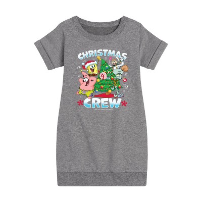 - SpongeBob SquarePants - Christmas Crew Graphic Short Sleeve Fleece Dress