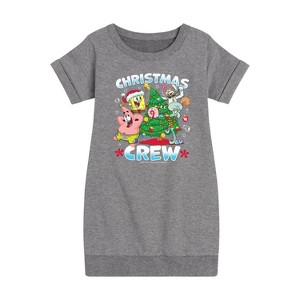- SpongeBob SquarePants - Christmas Crew Graphic Short Sleeve Fleece Dress - 1 of 4