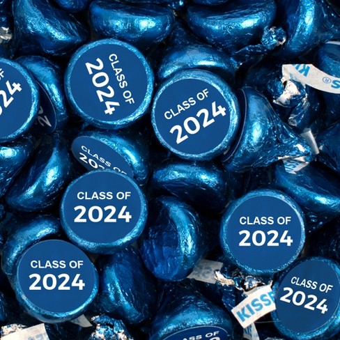 100 Pcs Blue Graduation Candy Hershey's Kisses Milk Chocolate Class Of ...