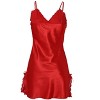 INSPIRE CHIC Women's Satin Lace Trim Sleepwear Nightgown Pajama Slip Dress - 3 of 4