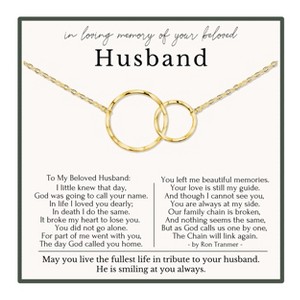 HOPE LOVE SHINE Memorial Necklace for Husband 2 Ring Silver Gold – Loss of Husband Gift, In Loving Memory Jewelry for Her - 1 of 4