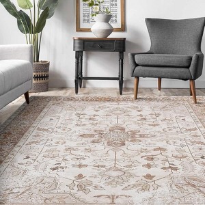 Area Rug - Washable Low Pile Indoor Carpet with Non-Slip Backing Stain Resistant Floor Cover for Living Room Bedroom Office Dining Room - 1 of 4