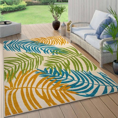 Multicolor Floral Synthetic Flatwoven 5' x 7' Indoor/Outdoor Rug