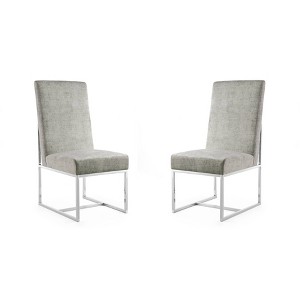 Manhattan Comfort Set of 2 Element Velvet Dining Chairs Steel: Upholstered, No Assembly, Stainless Frame - 1 of 4