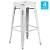 Emma and Oliver Commercial Grade 4 Pack 30" High Backless Distressed Metal Indoor-Outdoor Barstool - 3 of 4