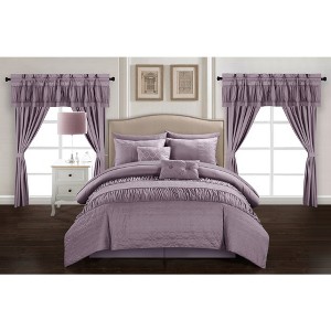 King 20pc Tinos Bed In A Bag Comforter Set Plum - Chic Home, Purple