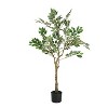 Okak 51IN Artificial Ficus Tree with Black Plastic Pot, Easy Maintenance Faux Plants with Real-Life Look, Faux Tree for Living Room, Green - 3 of 4