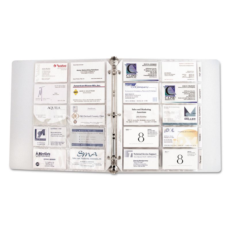 C-Line Business Card Binder Pages Holds 20 Cards 8 1/8 x 11 1/4 Clear 10/Pack 61217, 1 of 5