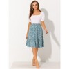 INSPIRE CHIC Women's Ruffle Hem Elastic Waist Flowy A-Line Swing Floral Midi Skirt - 3 of 4