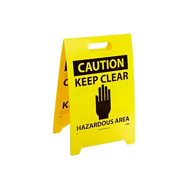 National Marker Floor Sign Dbl Side Caution Chemical Spill Keep Out Caution Keep Clear .. 20X12 FS5, 1 of 2