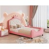 Twin Size PU Leather Upholstered Daybed for Kids, Crown Headboard with Button Tufting, Low to Ground Design, Bed with Wood Frame-Baofuwish - 2 of 4