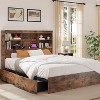 Jojoka Bed Frame with High Storage Bookcase Headboard,Bed Frame with 4 Storage Drawers,Built in Charging Station,No Box Spring Needed - 3 of 4