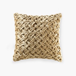 LIVN CO. Vintage Ruched Square Velvet Pillow - 1 of 4