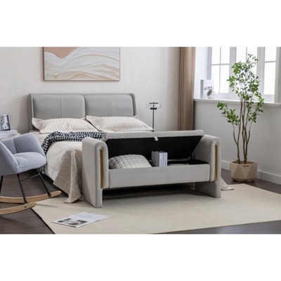 33.5"/53.1" Bedroom End Bench, Modern Velvet/Teddy Fabric Upholstered Shoe Bench 4A - ModernLuxe