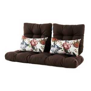 ARTPLAN All Weather Chair Outdoor Cushions Settee Loveseat Bench Cushions Set of 5 Wicker Tufted Pillow for Patio Outdoor Furniture - 1 of 4