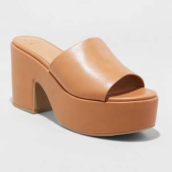 Women's Blakely Wide Width Mule Heels - A New Day™ Light Brown 6w