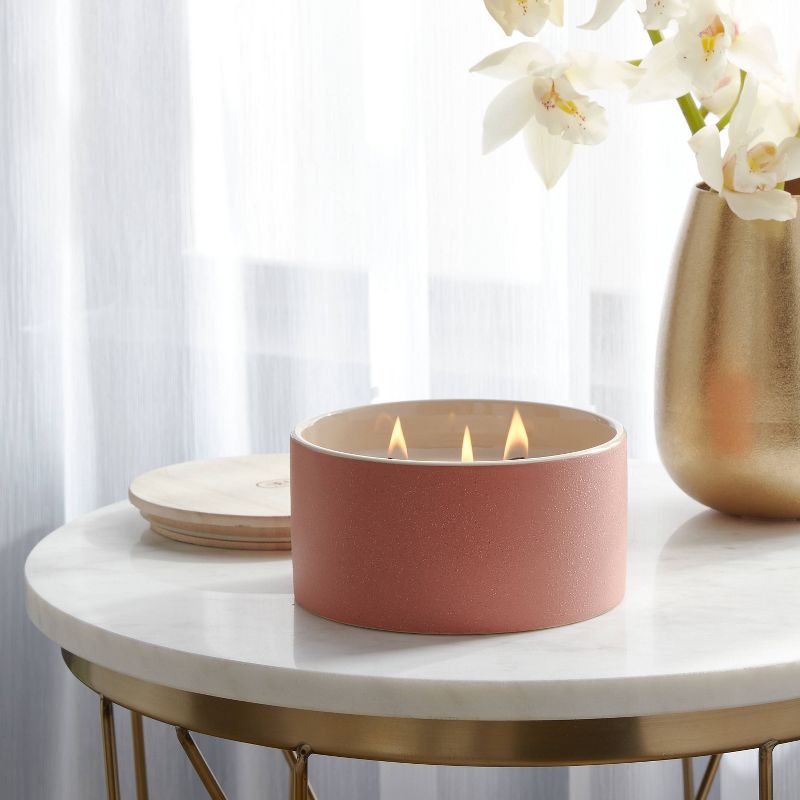 3-Wick Matte Textured 16oz Ceramic Candle with Wooden Wick Red Sand Shores - Threshold&#8482;, 3 of 5