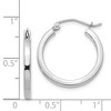 Black Bow Jewelry 2mm, 14k White Gold, Polished Square Tube Hoops, 20mm (3/4 Inch) - 4 of 4