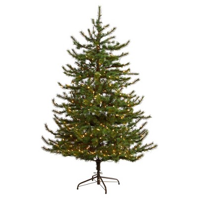 Nearly Natural 6-ft Vancouver Mountain Pine Artificial Christmas Tree with 350 Clear Lights and 1332 Bendable Branches