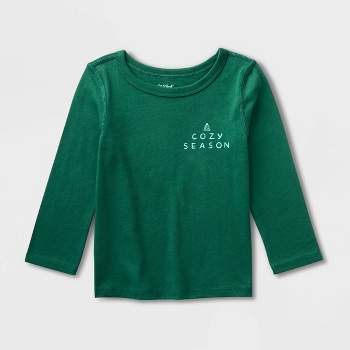 Toddler Kids' Adaptive Long Sleeve 'Cozy Season' Graphic T-Shirt - Cat & Jack™ Forest Green