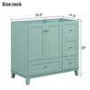 Gulches Modern Bathroom Vanity Cabinet Only, 36" Green, USB Charging, Minimalist Design - 3 of 4