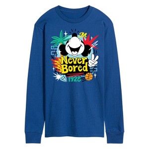 Men's - Disney - Mickey Mouse Never Bored Long Sleeve Graphic T-Shirt - 1 of 4