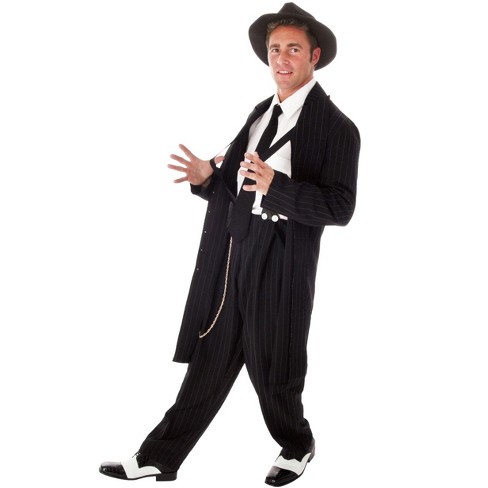 Men's Ombre Grid Wide Lapel Black Zoot Suit