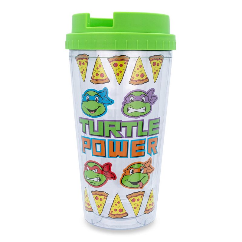 Silver Buffalo Teenage Mutant Ninja Turtles Pizza Slices Plastic Travel Tumbler | 16 Ounces, 1 of 7