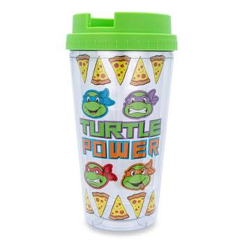 Silver Buffalo Teenage Mutant Ninja Turtles Pizza Slices Plastic Travel Tumbler | 16 Ounces