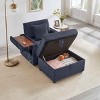 Single Sofa with Storage Ottoman, Multi-Functional Sofa with USB and Foldable Side Table, Corduroy Lazy Sofa with Wood Frame-Coolbibila - 2 of 4