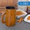 Darware Teak Wood Coffee Mugs, 2pc Set; Wooden Stein Retro 16 Fluid Ounce Cups - 4 of 4