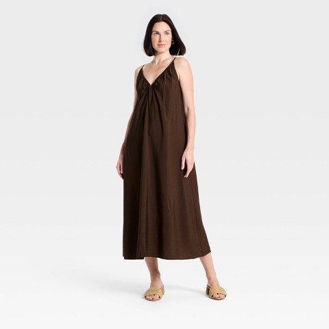 Женские платья A New Day Women's V-Neck Tie-Front Cami Maxi Dress - A New Day™ Light Brown M