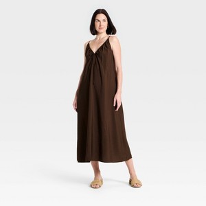 Vestido largo camisero con escote en V y lazo al frente de mujer - A New Day™