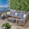 Christopher Knight Home Brava Outdoor Acacia Wood 8 Seater Sectional Sofa Set with Fire Pit - 2 of 4