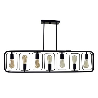 Perseus Matte Black 7-Light Rotating Island Chandelier