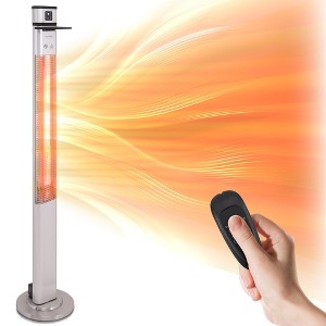 SereneLife 1500W Electric Floor Standing Patio Heater with Remote Control - Three Heat Settings (SLOHT42) - 1 of 4