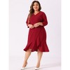 Agnes Orinda Women's Plus Size Cocktail V-neck Wrap Ruffled Midi Bodycon Dresses - 3 of 4