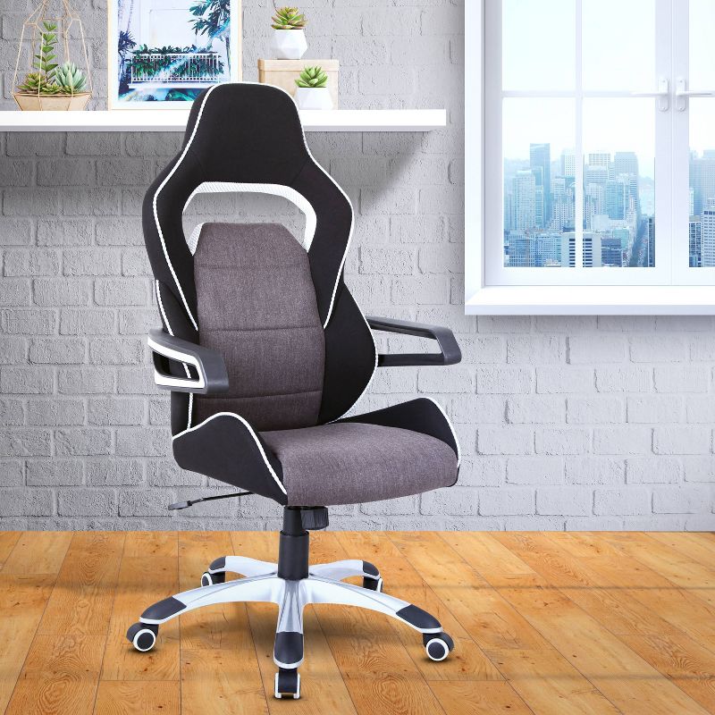 Ergonomic Upholstered Racing Style Home &#38; Office Chair Gray/Black - Techni Mobili, 3 of 9