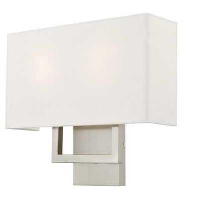 Pierson 2-Light Brushed Nickel Wall Sconce with Off-White Shade