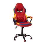 BlackArc High Back Gaming Chair with Red and Yellow Faux Leather Upholstery, Adjustable Swivel Seat and Padded Flip-Up Arms