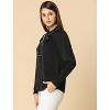 INSPIRE CHIC Women's Tie Neck Contrast Color Button Down Long Sleeves Shirt - 4 of 4