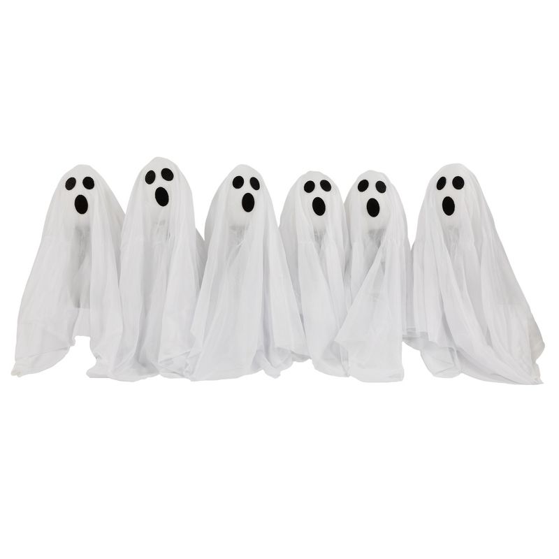Northlight Set of 6 LED Lighted White Ghost Halloween Outdoor Pathway Markers 30", 1 of 9