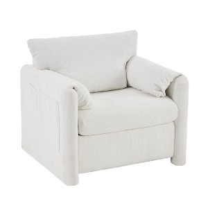 Dexmalle White Modern Plush Chenille Lounge Chair with High-Resilience Cushion - 1 of 4